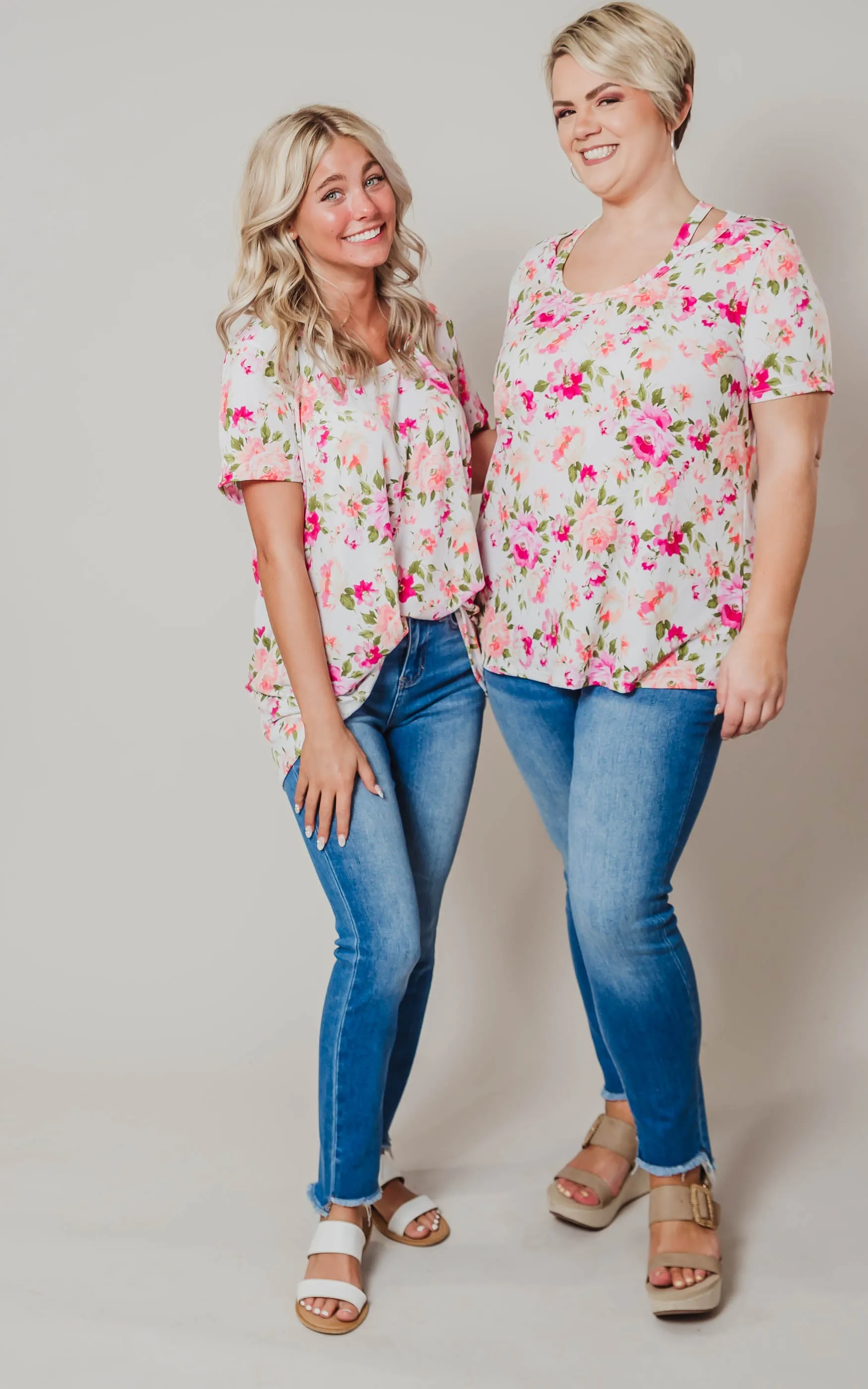 Short Sleeve Floral Print Knit Top - Final Sale*