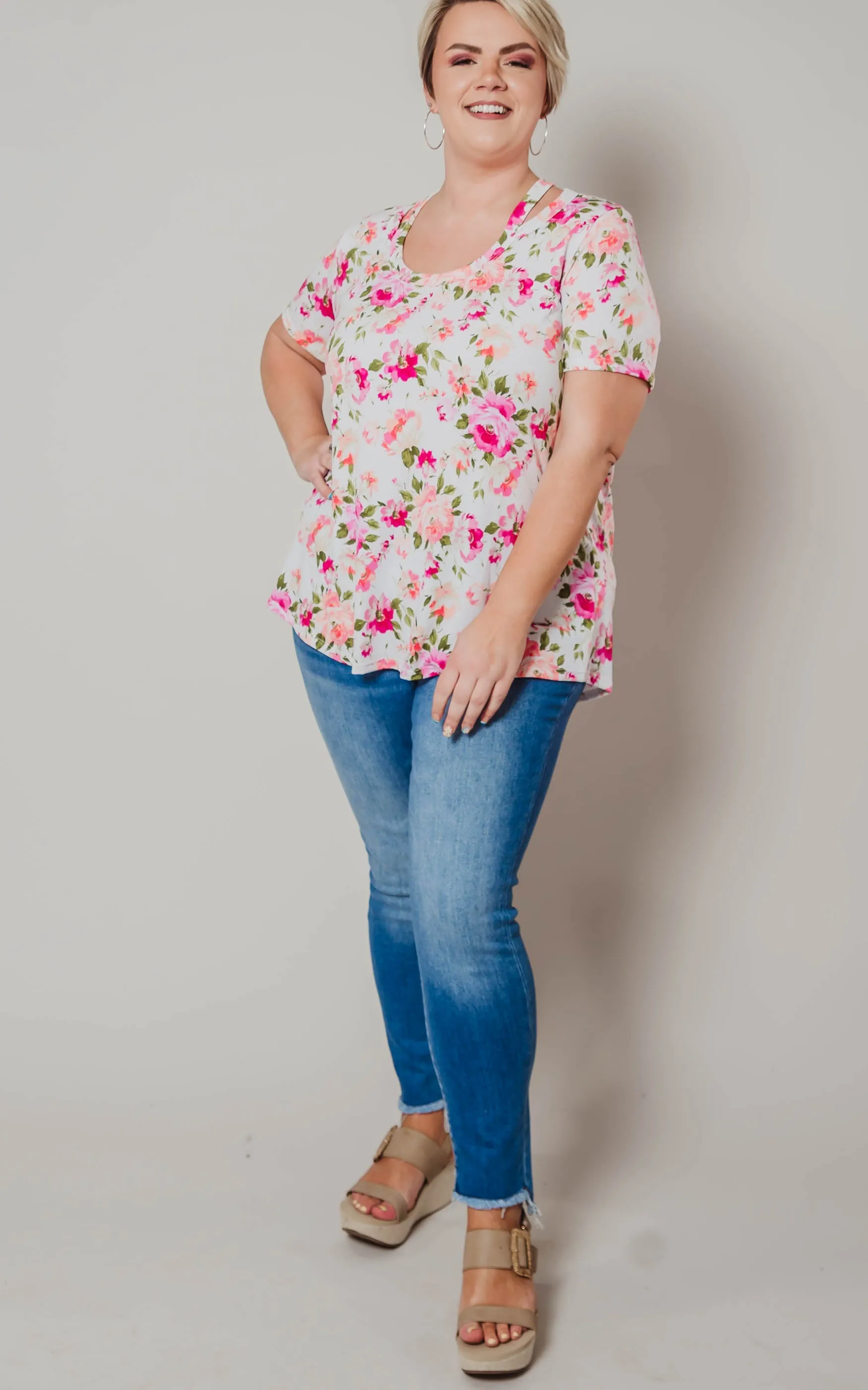 Short Sleeve Floral Print Knit Top - Final Sale*