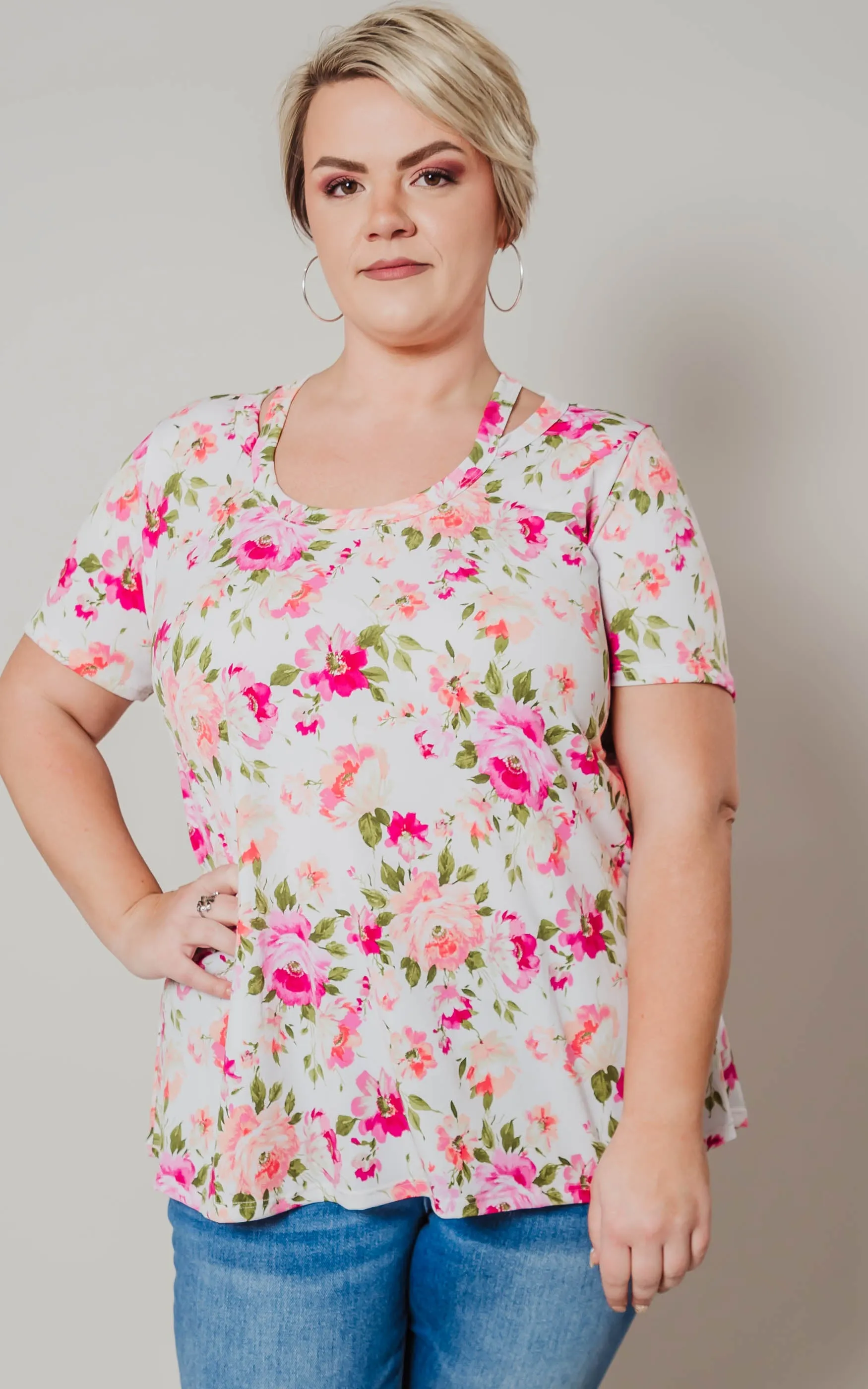 Short Sleeve Floral Print Knit Top - Final Sale*