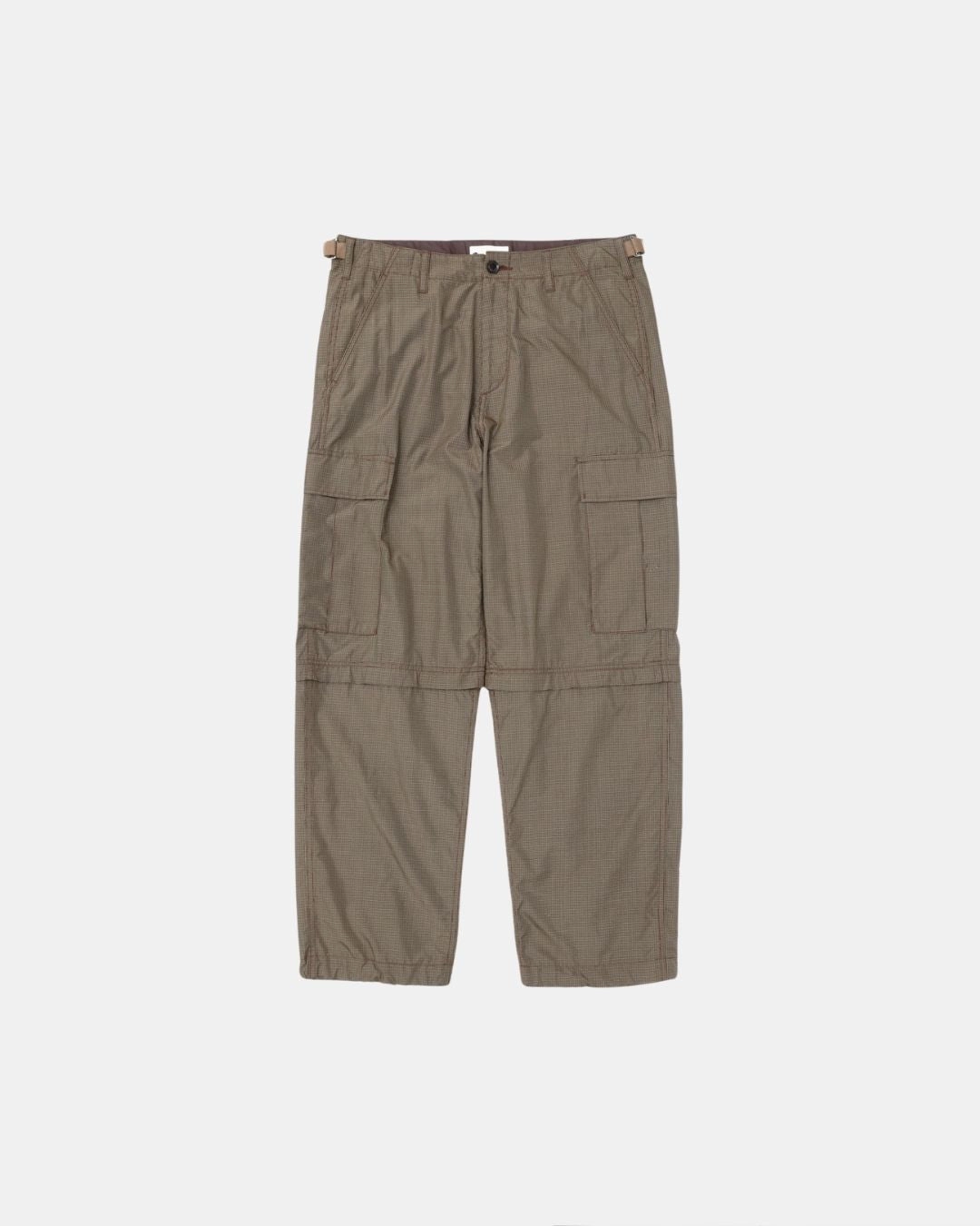 Silk Checkered Convertible Cargo Pants Brown