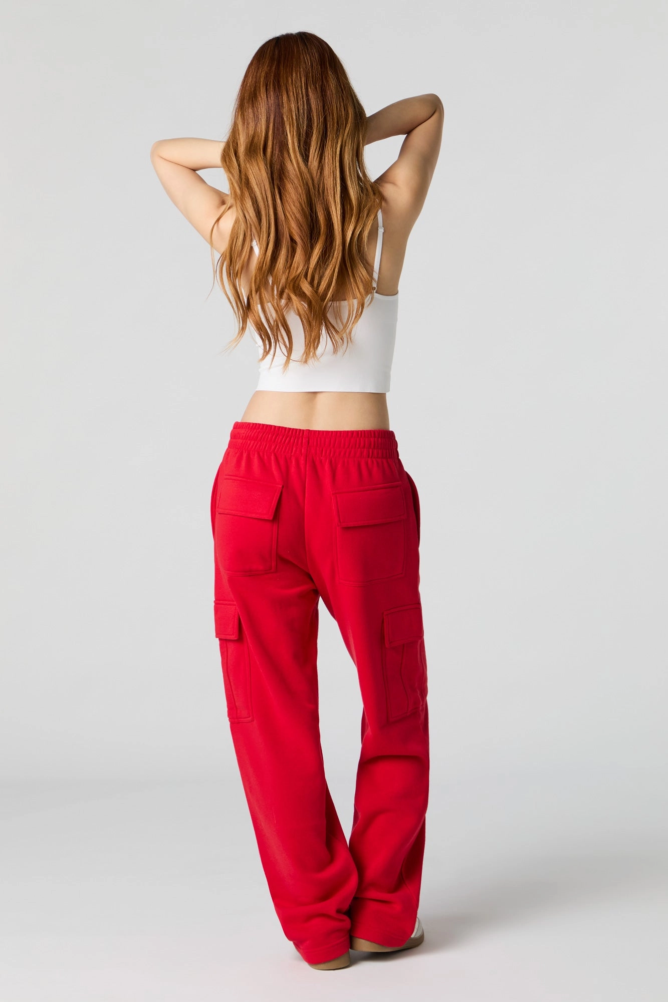 Solid Fleece Wide Leg Cargo Sweatpant