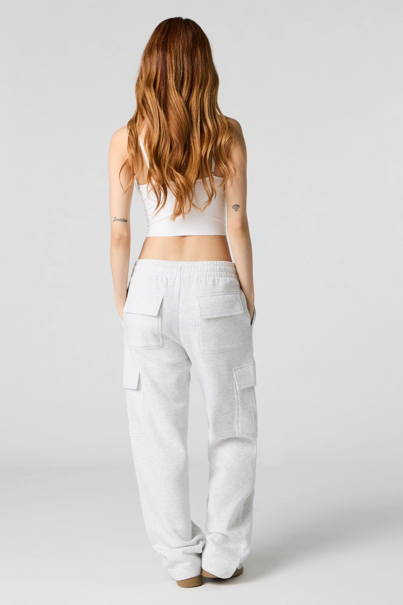 Solid Fleece Wide Leg Cargo Sweatpant
