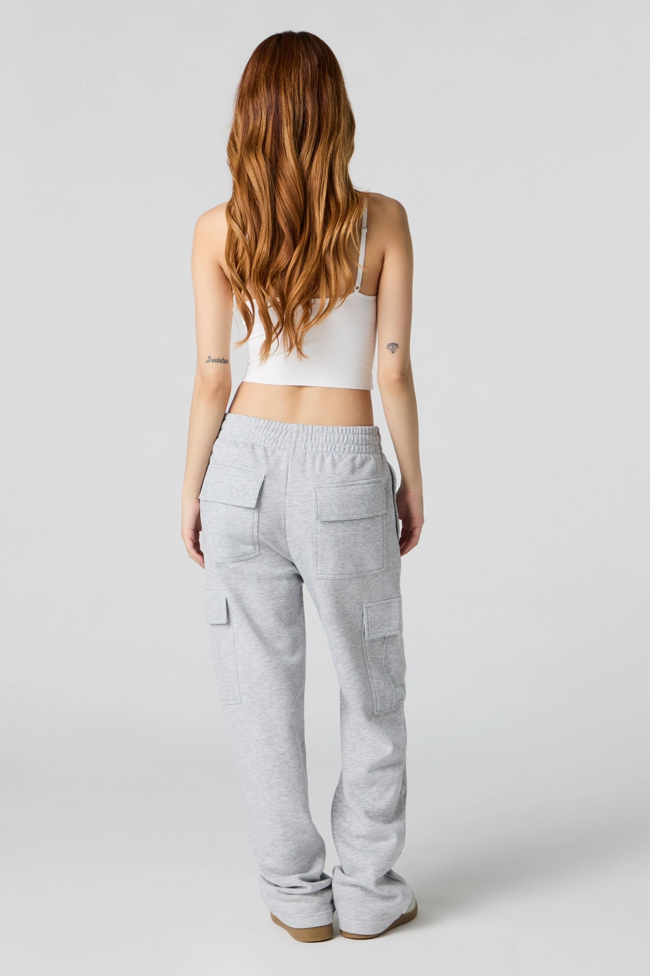 Solid Fleece Wide Leg Cargo Sweatpant