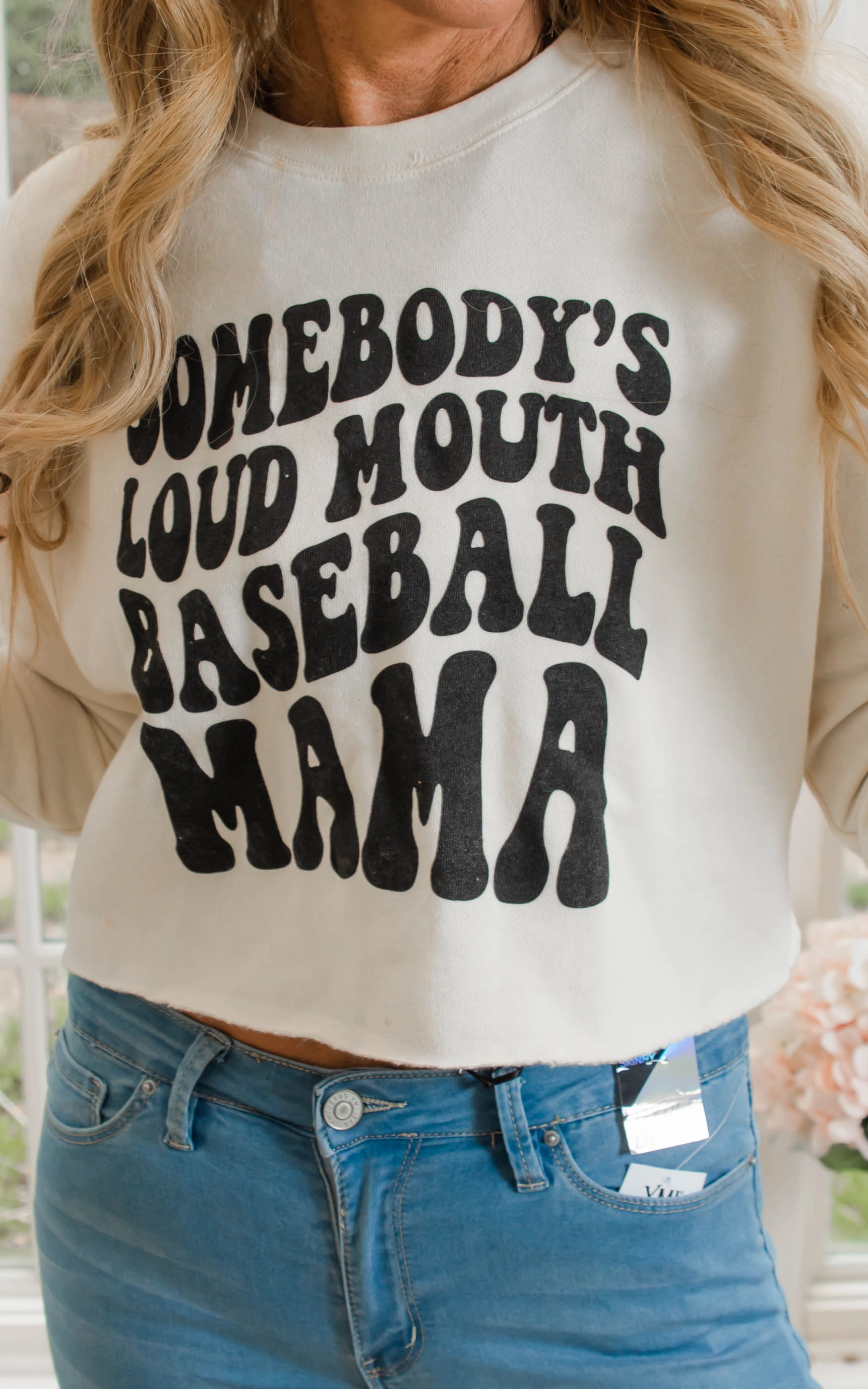 Somebody's Loud Mouth Baseball Mama Cropped Sweatshirt** - Final Sale