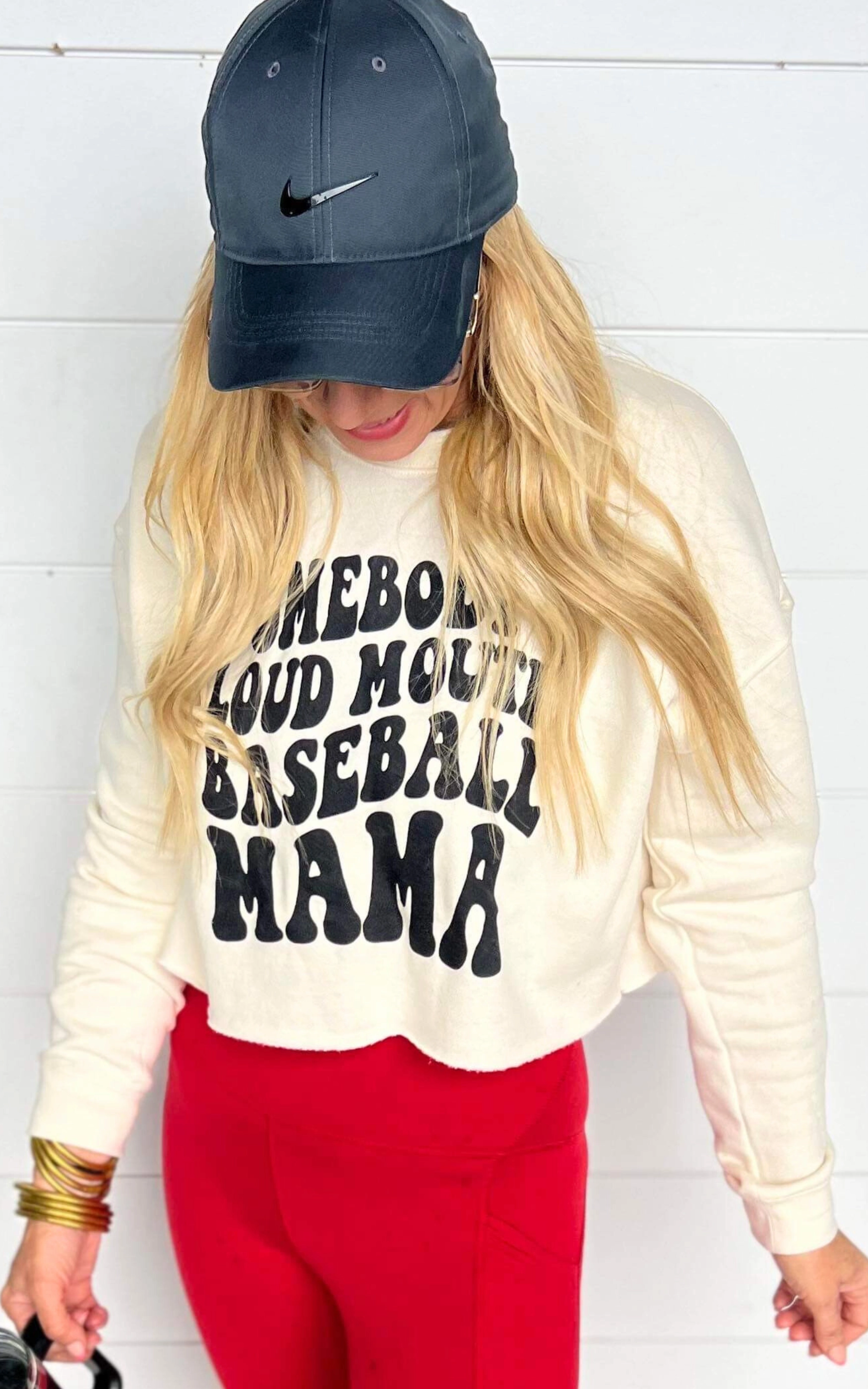 Somebody's Loud Mouth Baseball Mama Cropped Sweatshirt** - Final Sale