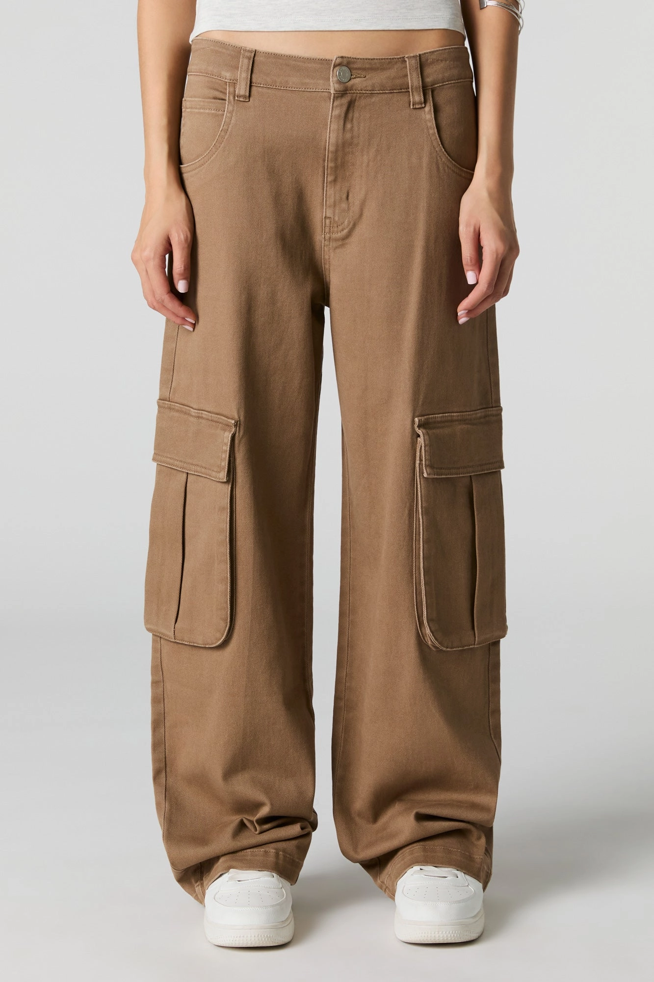 Stretch Denim Low Rise Baggy Cargo Jean