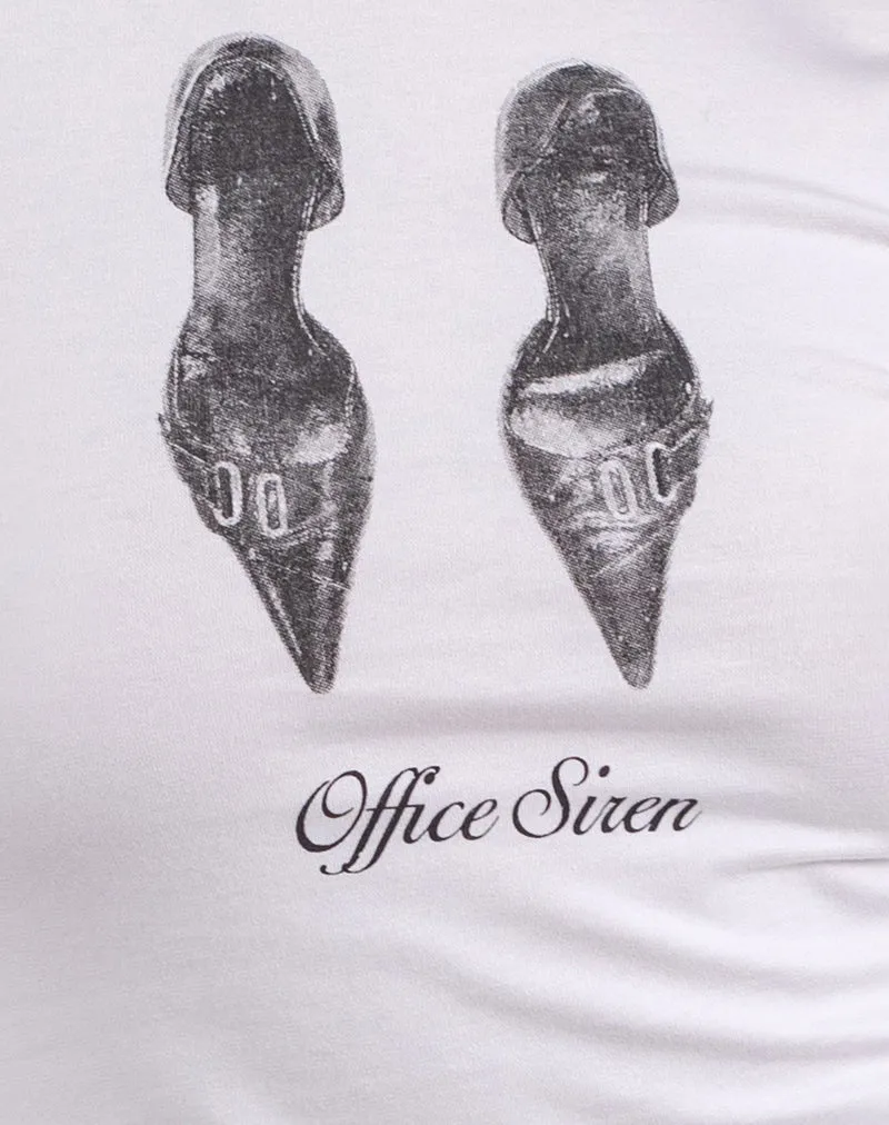 Sutin Tee in White with Office Siren Print