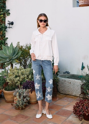 Suzanne Pencil Crop Denim, Medium Blue