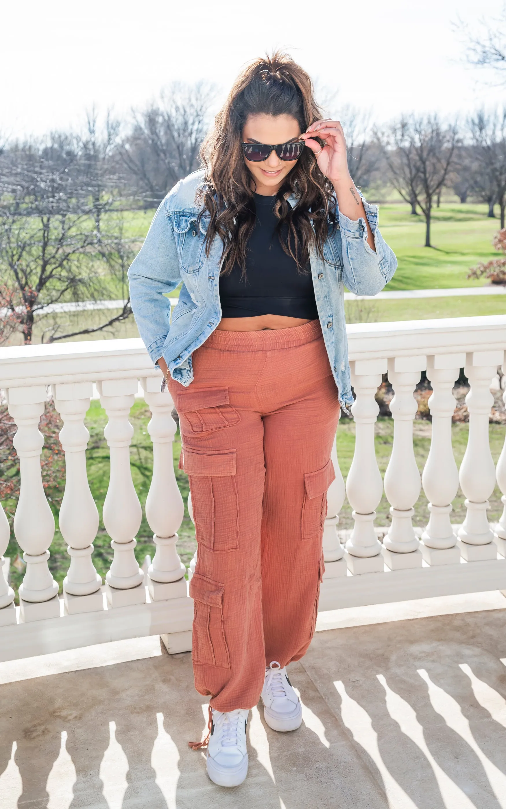 Terracotta Cinched Mineral Wash Cargo Joggers ** Final Sale
