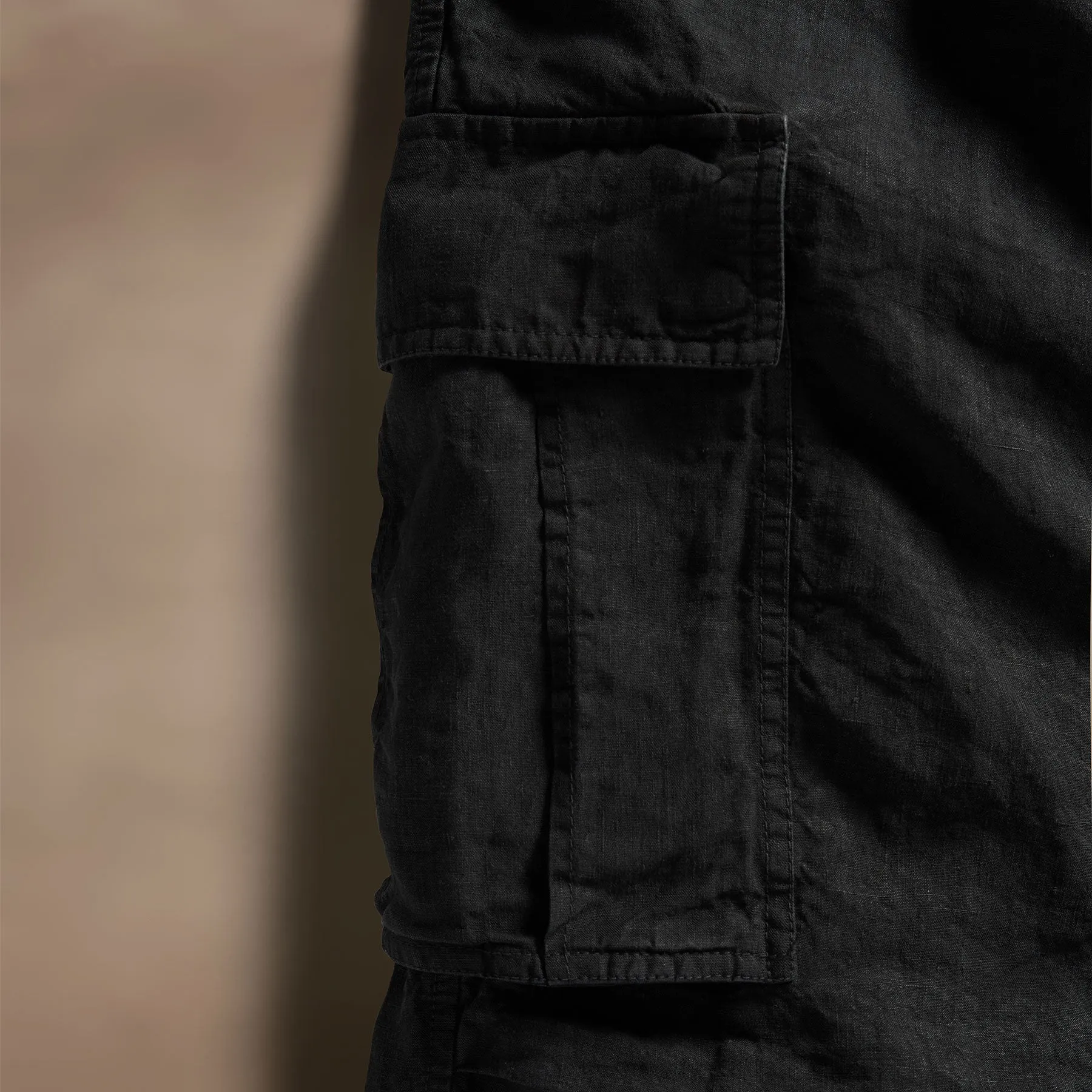 Textured Linen Flight Pant - Black