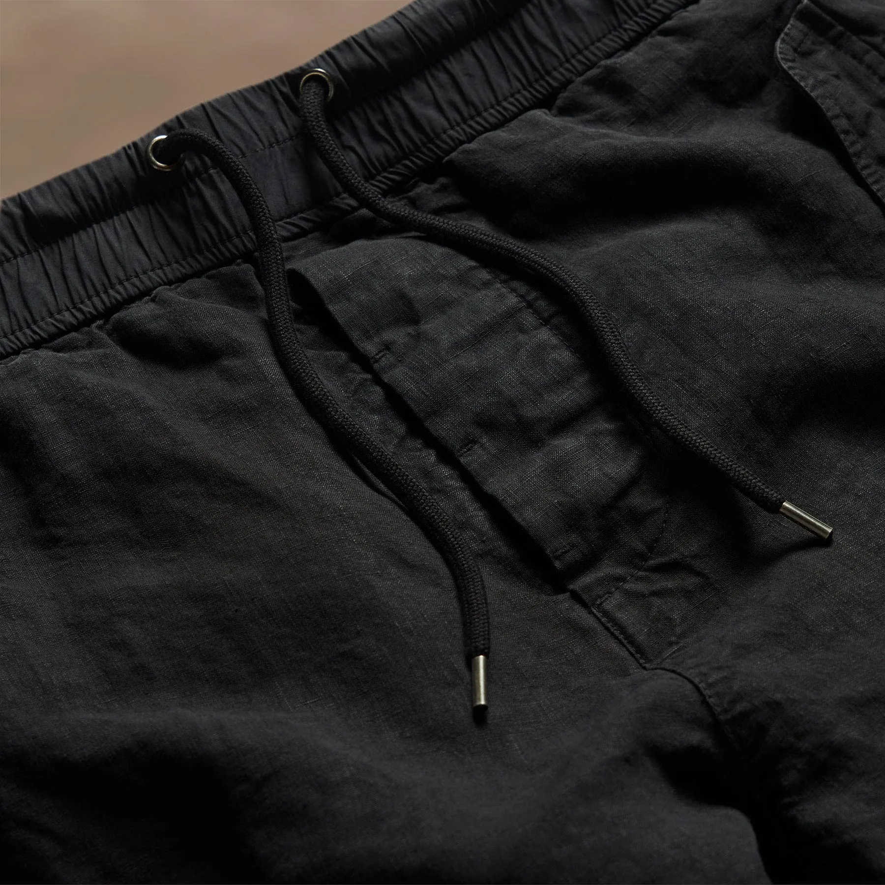 Textured Linen Flight Pant - Black