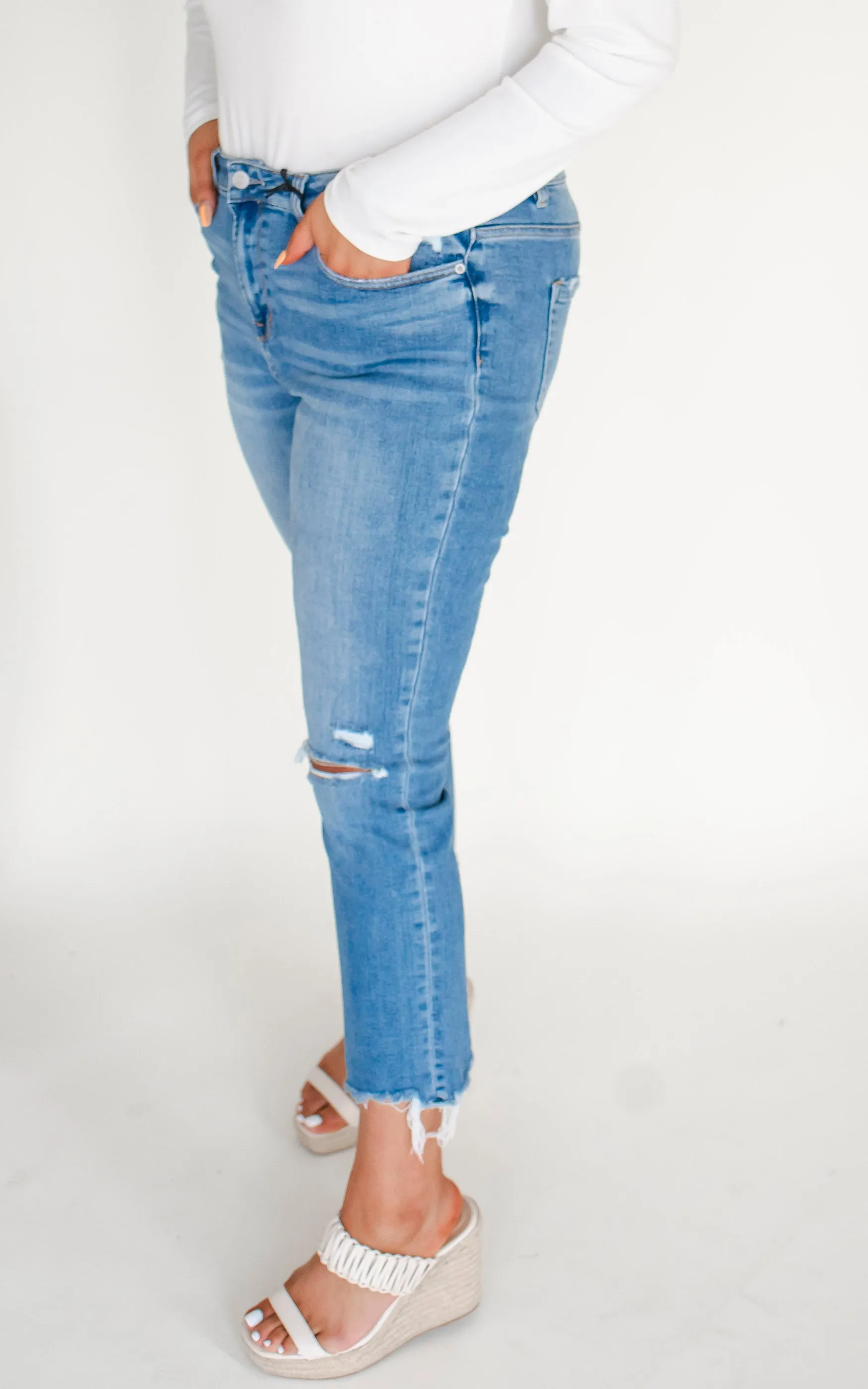 The Haven High Rise Slim Crop Denim Jean | Mica - Final Sale