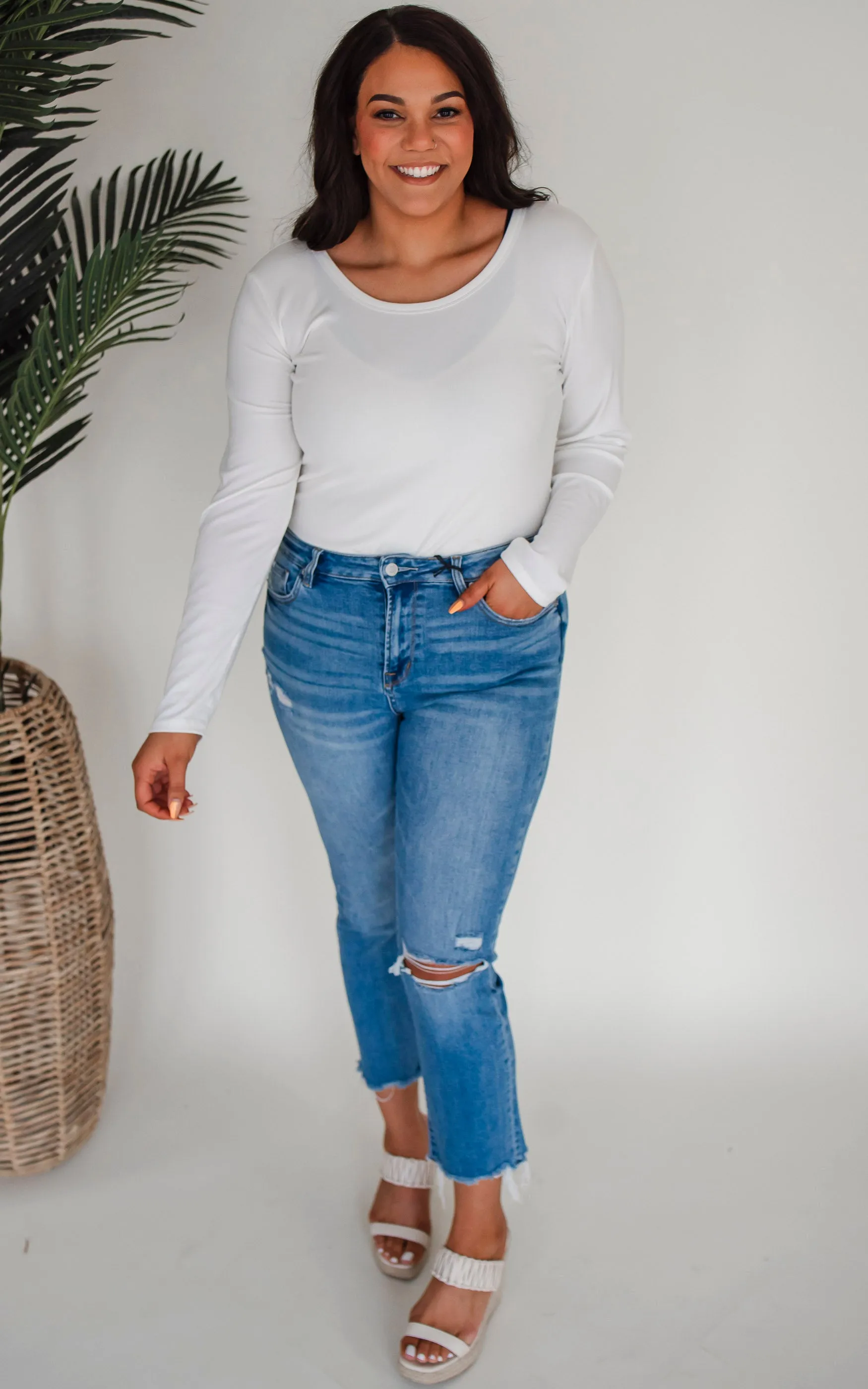 The Haven High Rise Slim Crop Denim Jean | Mica - Final Sale