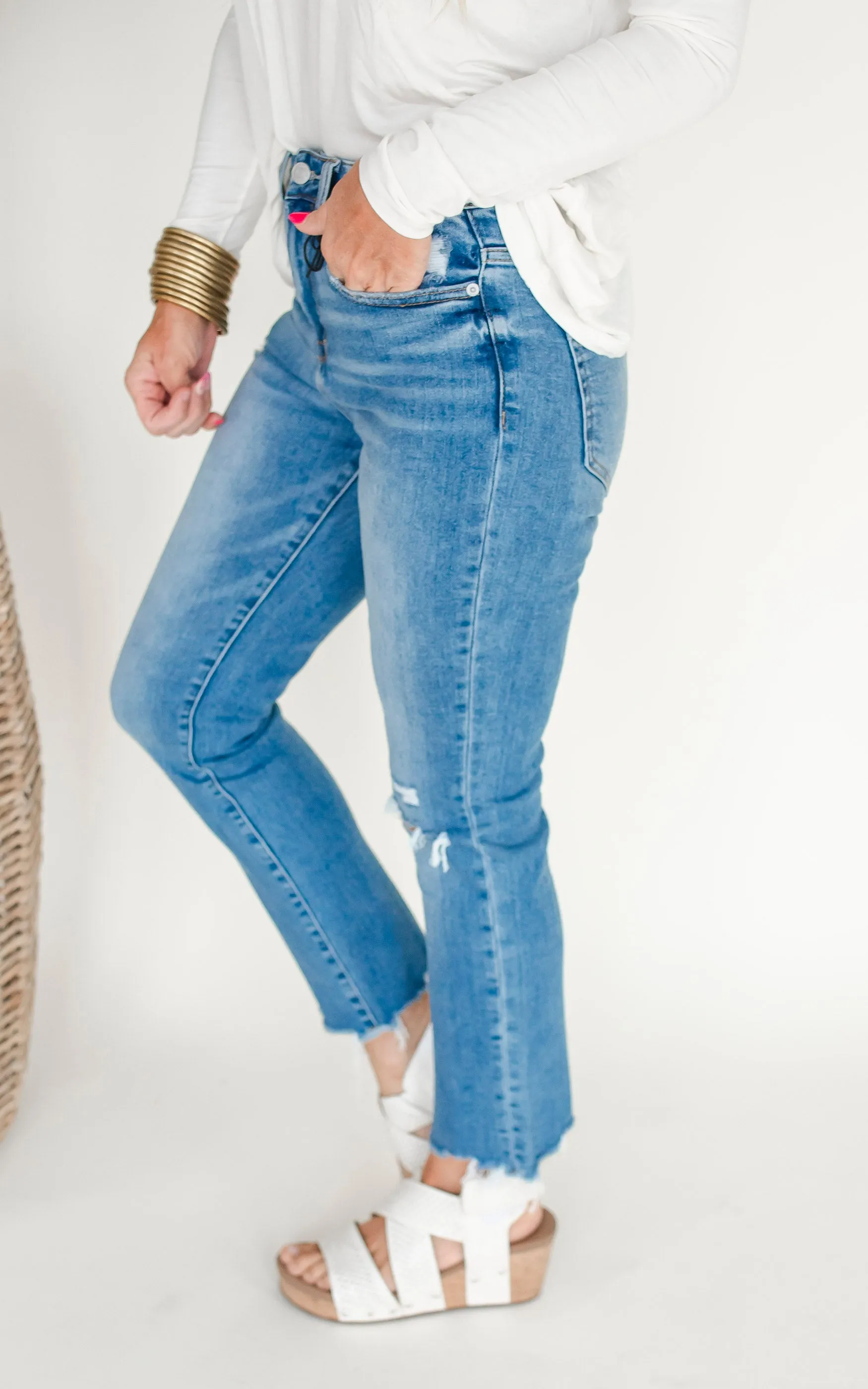 The Haven High Rise Slim Crop Denim Jean | Mica - Final Sale