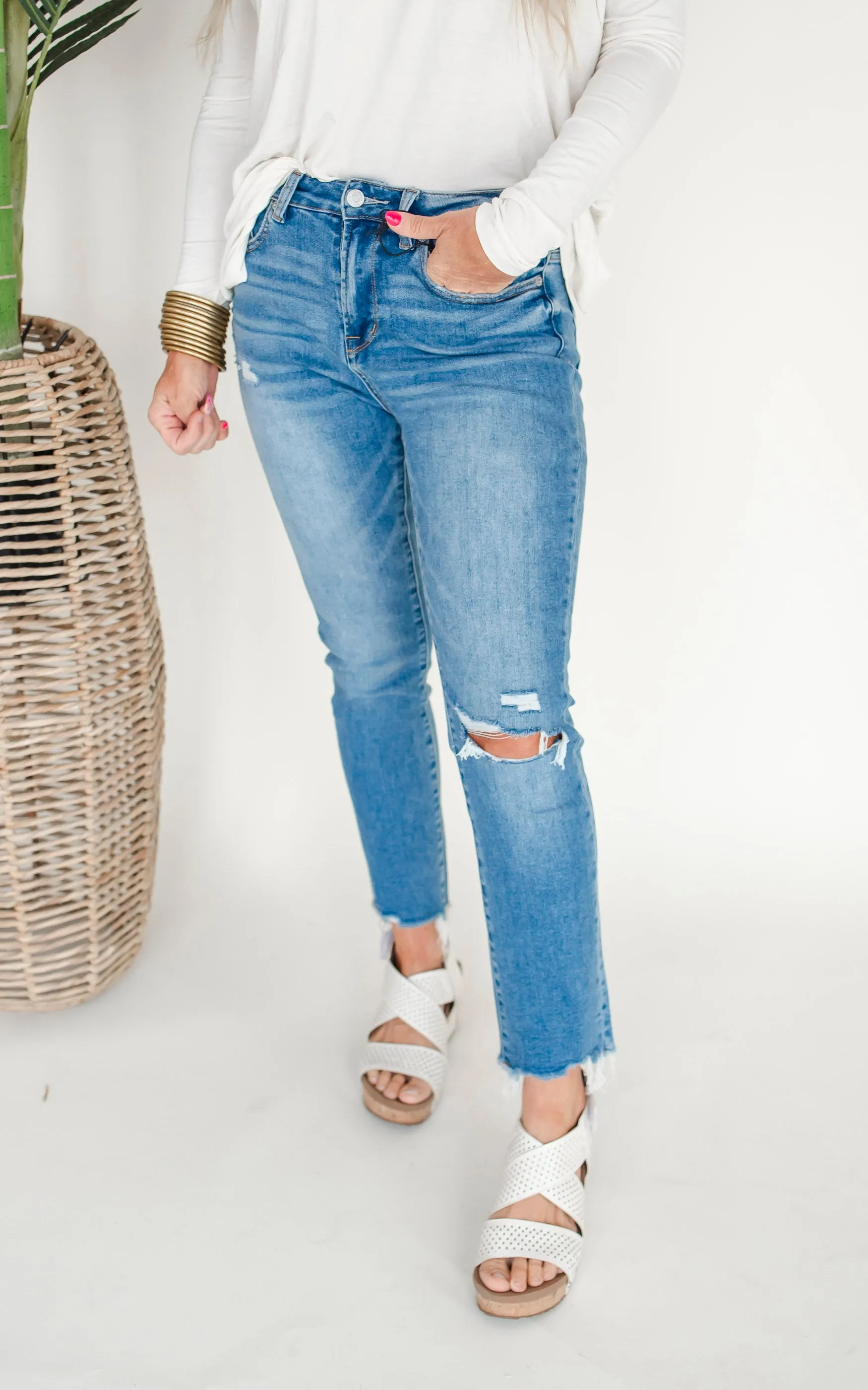 The Haven High Rise Slim Crop Denim Jean | Mica - Final Sale