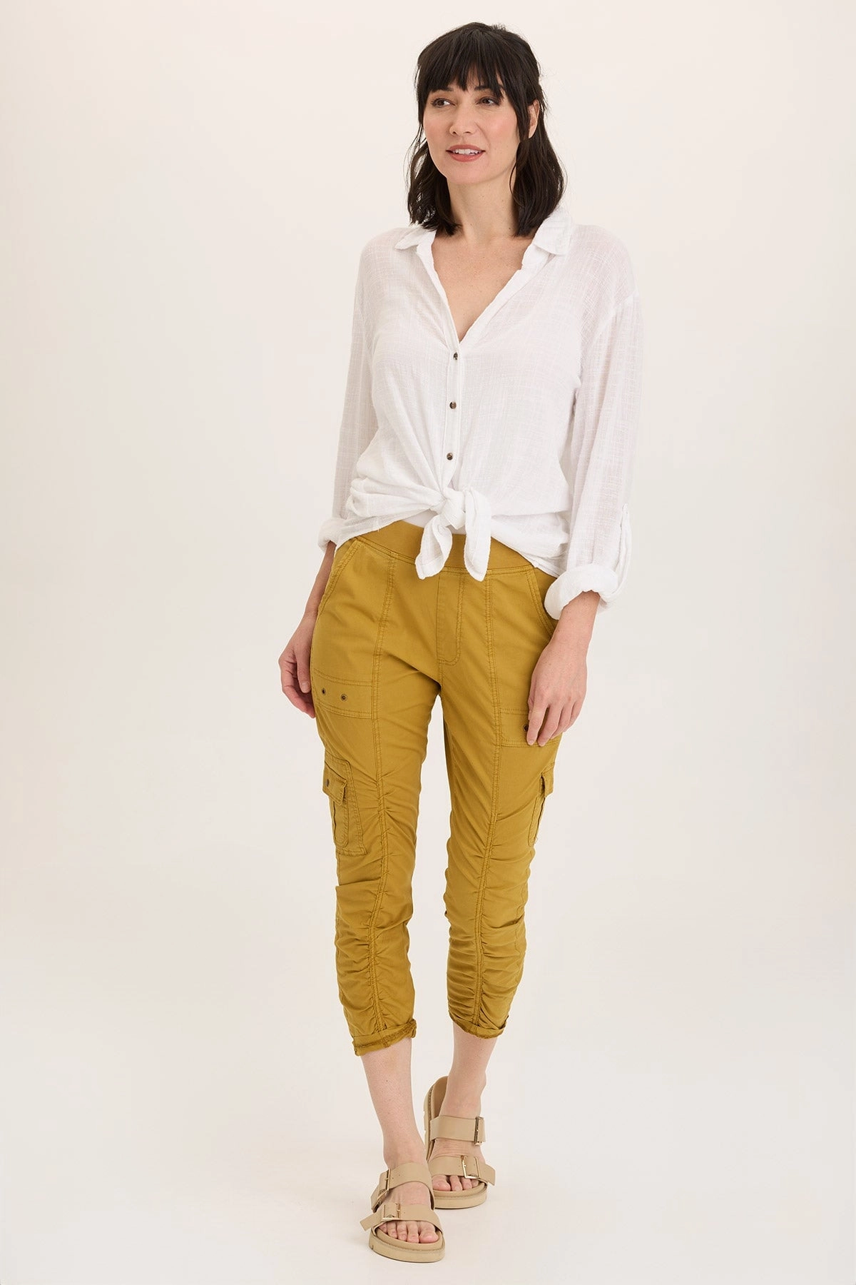 Tilton Stretch Poplin Ruched Skinny Pant