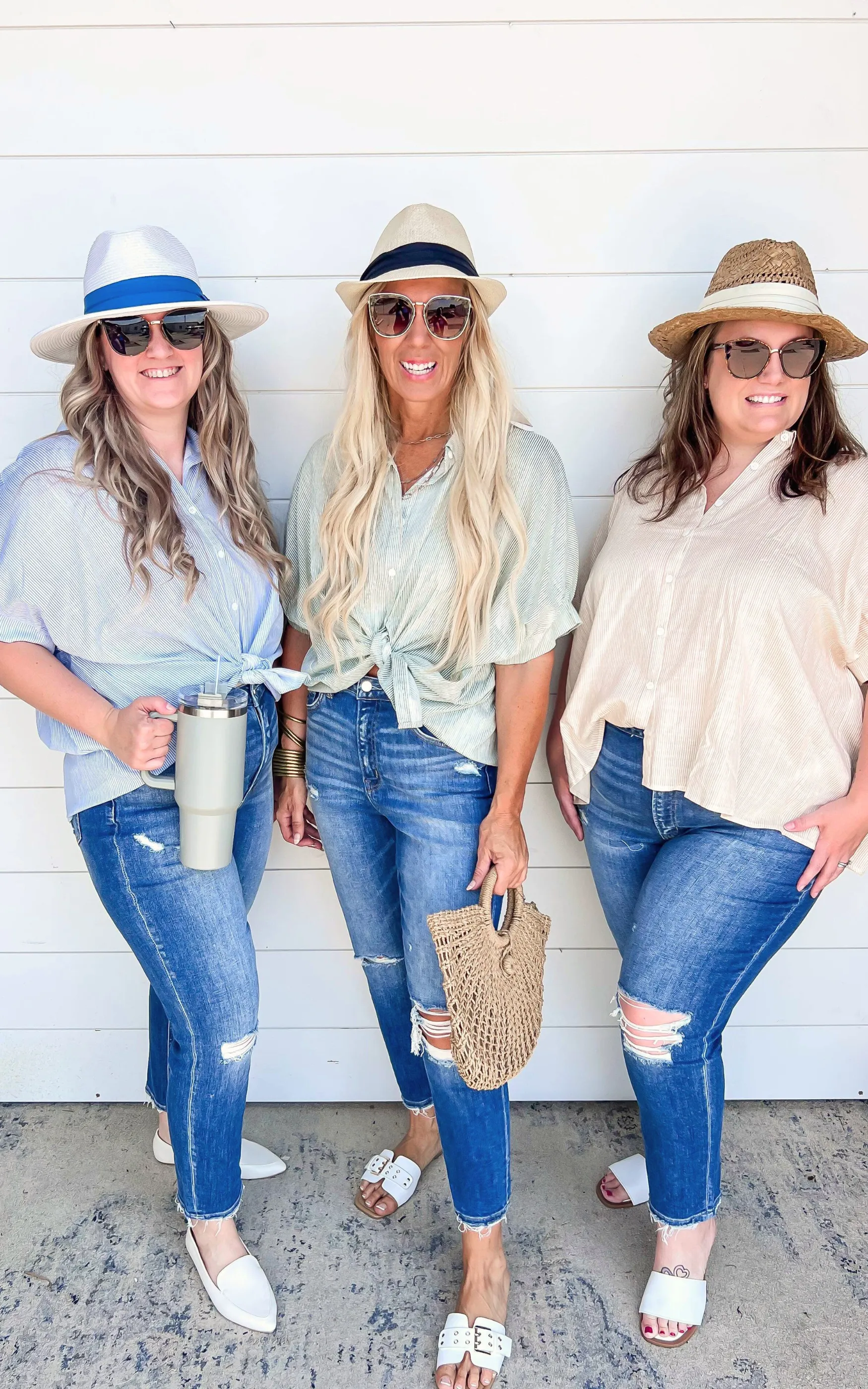 UMGEE Striped Collar Button Down Top w/ Folded Sleeve - Mint - Final Sale