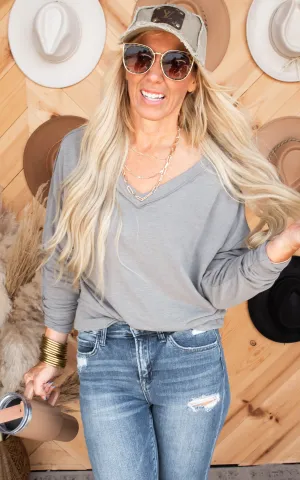 V-Neck French Terry Top - Final Sale