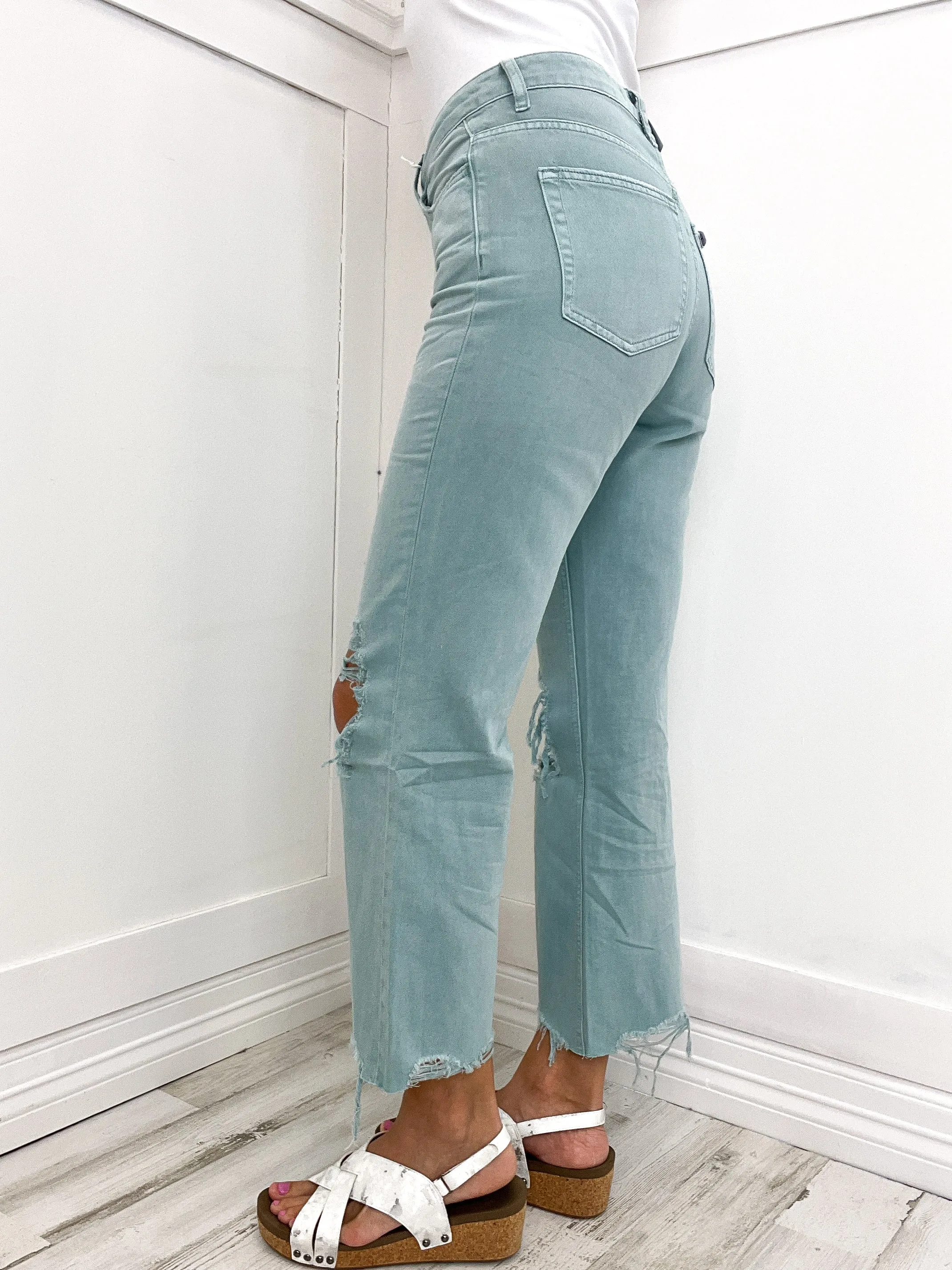 Vervet Super Fly Vintage Cropped Flare Jeans in Cloud Blue