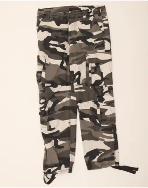 VINTAGE Mens Straight Cargo Trousers XL W38 L34 Grey Camouflage Cotton