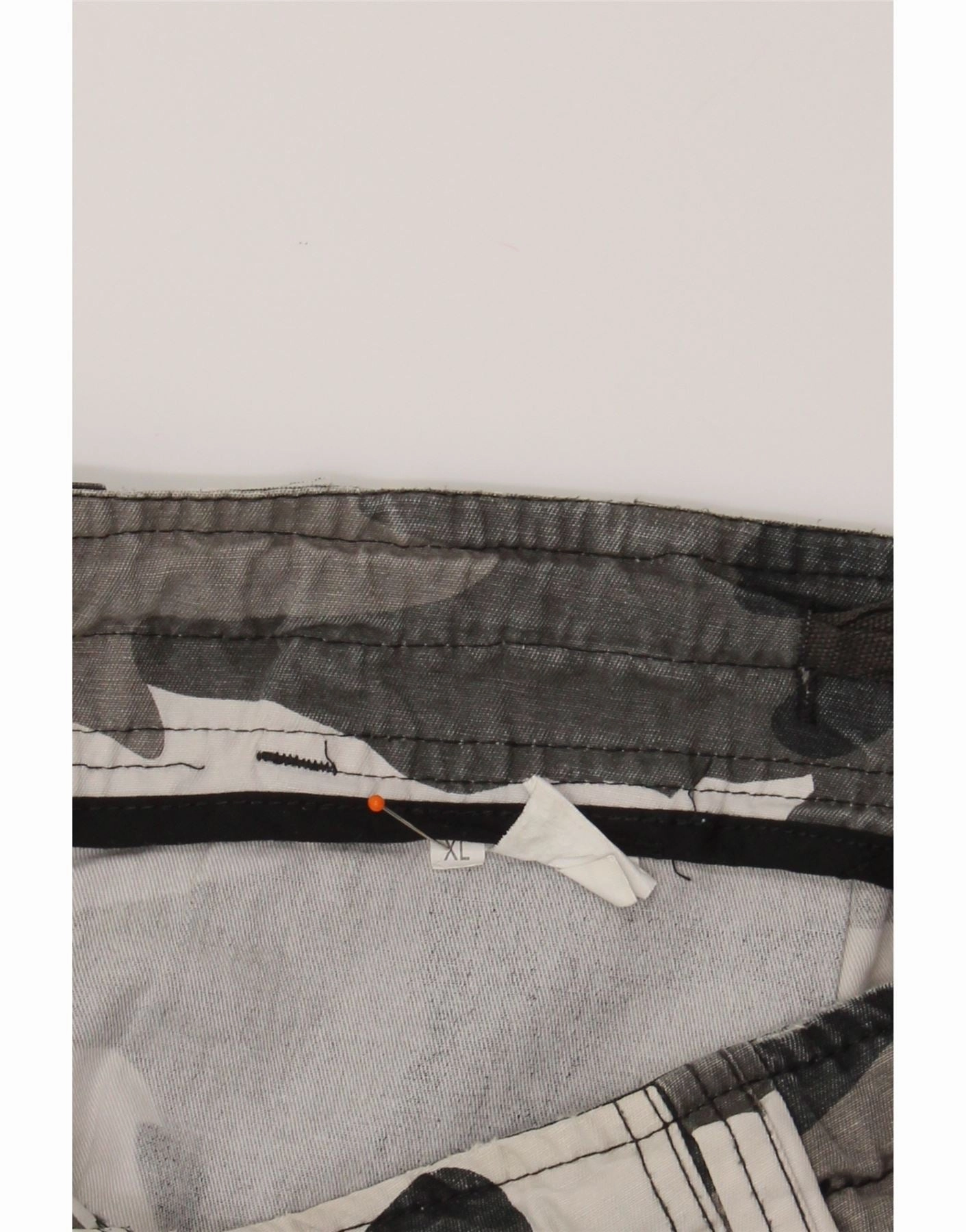 VINTAGE Mens Straight Cargo Trousers XL W38 L34 Grey Camouflage Cotton