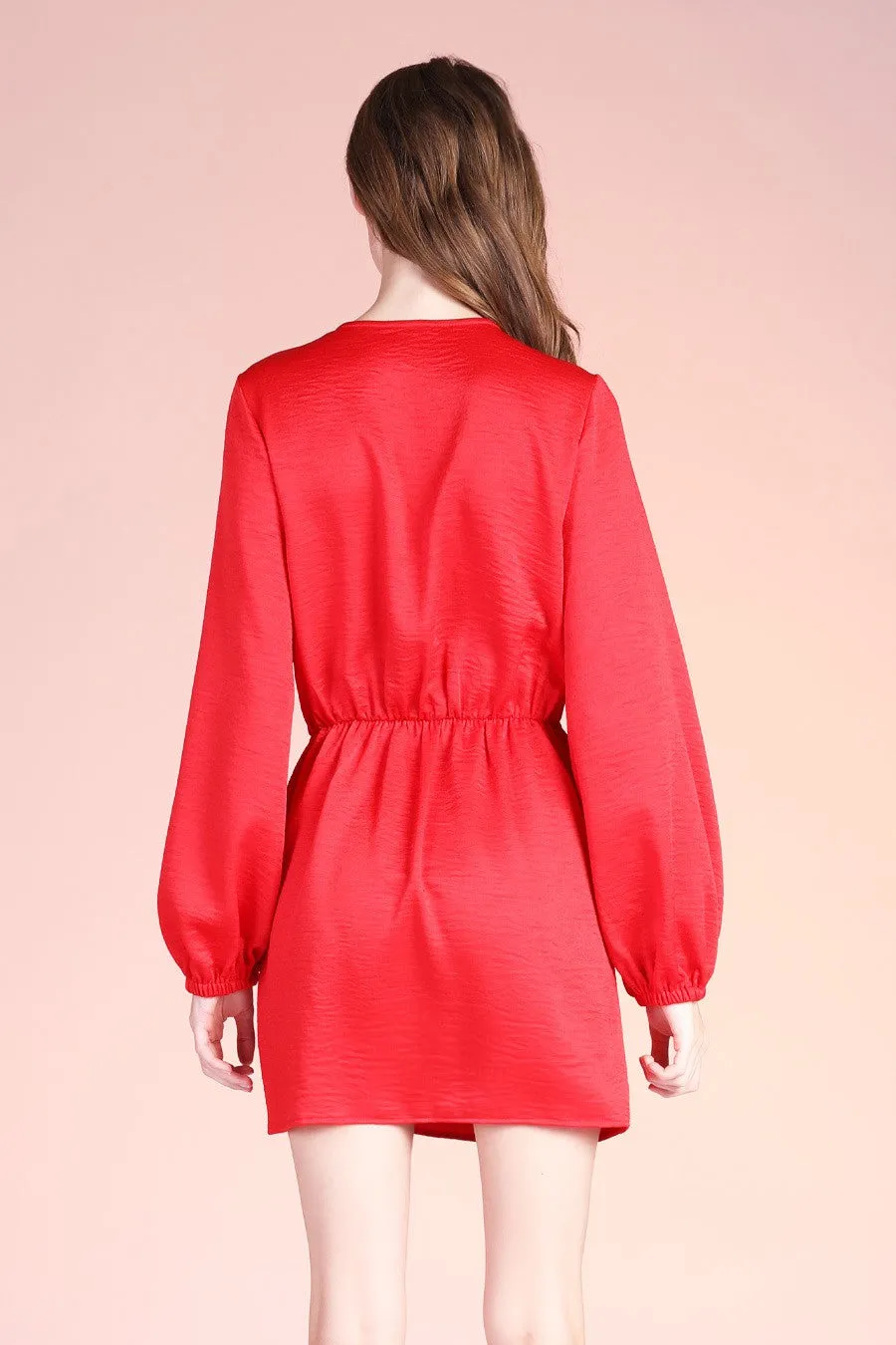 Washed Satin Crepe Wrap Skirt Bodycon Dress | FINAL SALE