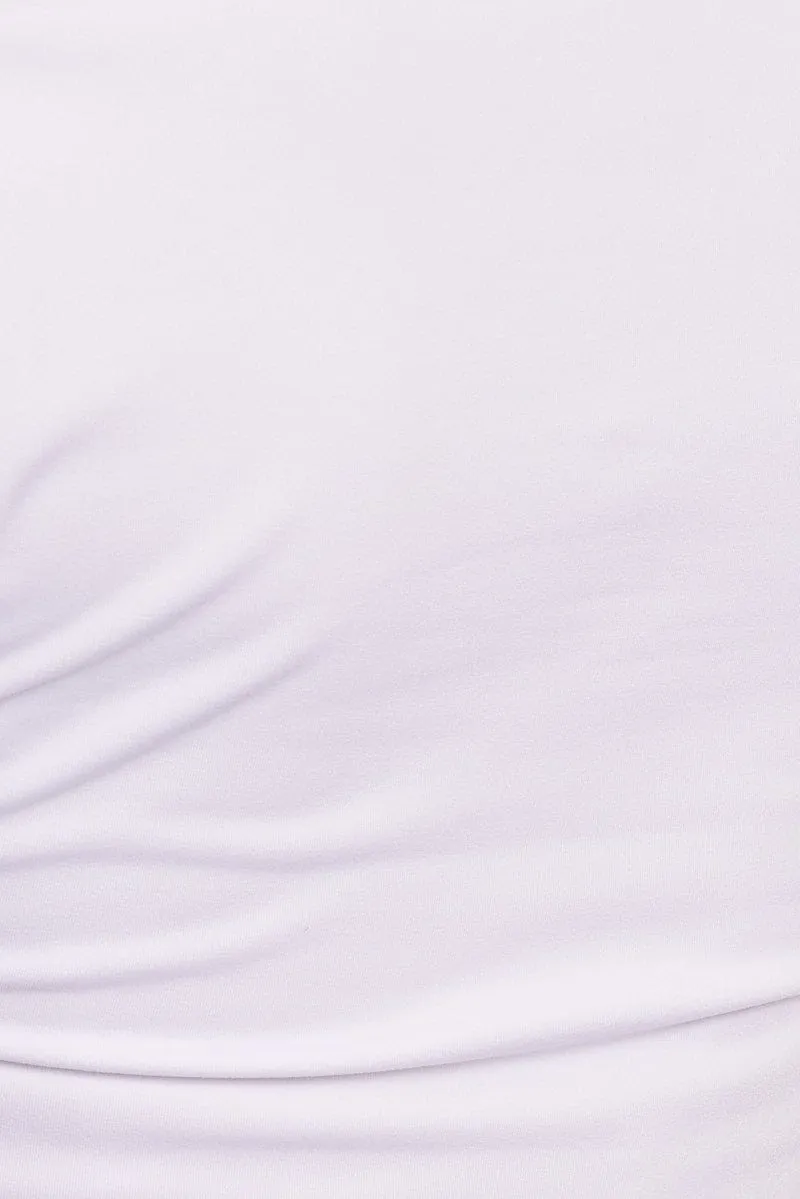 White Fleece Top Long Sleeve High Neck