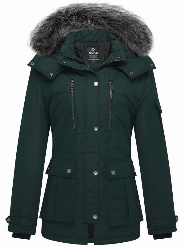 Women's Warm Winter Parka Coat with Removable Faux Fur Hood