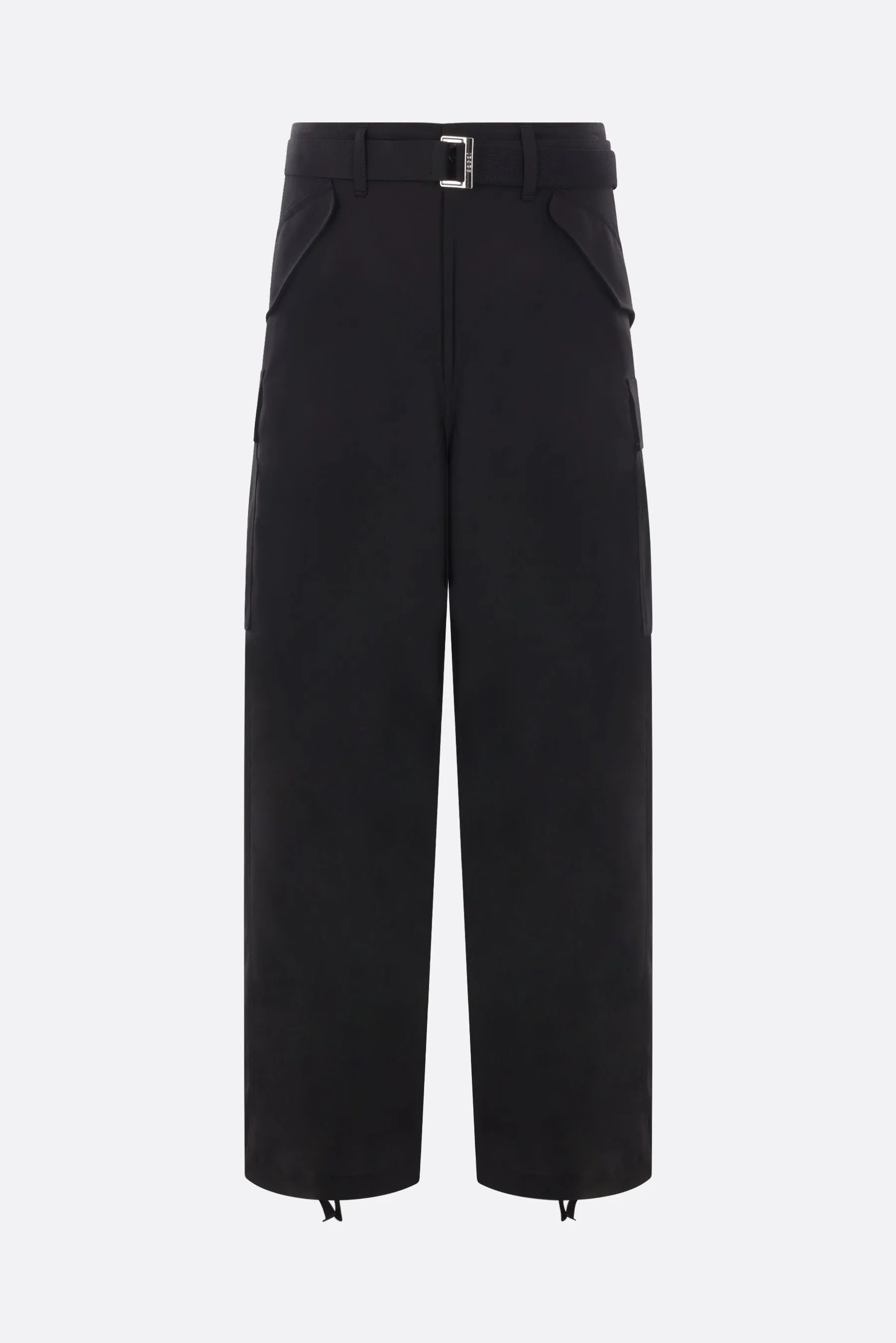 wool blend cargo trousers with belt