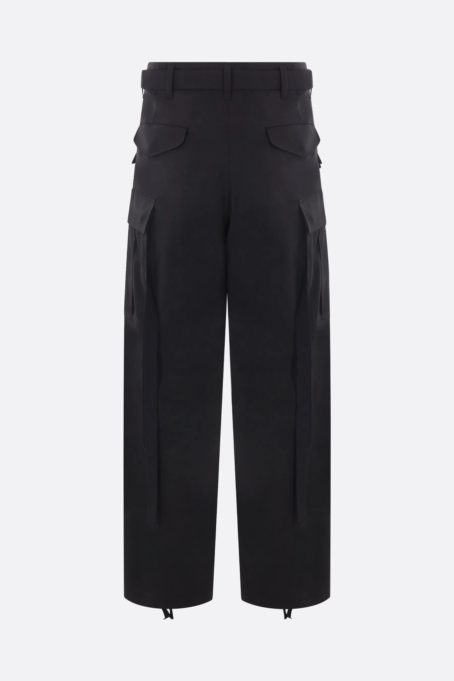 wool blend cargo trousers with belt