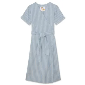 Wrap Dress - Vintage Dobby Stripes - Pale Blue