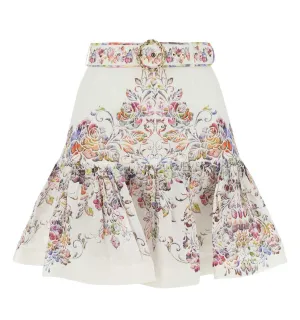 Zimmermann Floral Print Belted Mini Skirt